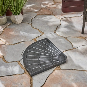 Outdoor 30lb Fan-Shaped Resin Umbrella Base, Brushed Black - NH866403 cowhide rug, luxury rug