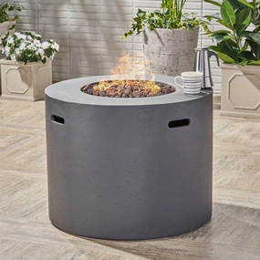 Outdoor 31-inch Round Light Weight Concrete Gas Burning Fire Pit - NH180503 floor chair, tatami chair