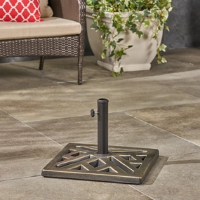 Outdoor 31lb Concrete Circular Umbrella Base, Bronze - NH766403 cowhide rug, luxury rug