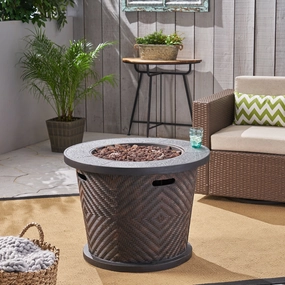 Outdoor 32" Circular Light Weight Concrete Fire Pit - 40,000 BTU, Brown - NH477703 floor chair, tatami chair