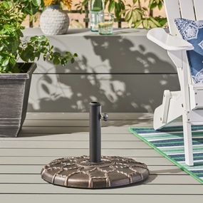 Outdoor 37lb Concrete Circular Umbrella Base, Hammered Dark Copper - NH645403 cowhide rug, luxury rug