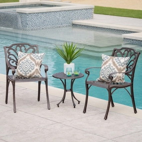 Outdoor 3 Piece Bronze Finished Cast Aluminum Chat Set - NH357103 clothes rack, garment rack