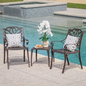 Outdoor 3 Piece Bronze Finished Cast Aluminum Chat Set - NH557103 clothes rack, garment rack