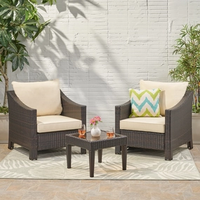 Outdoor 3-piece Brown Wicker Bistro Set with Cushions - NH160692 clothes rack, garment rack
