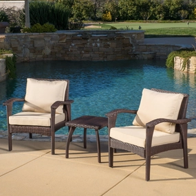 Outdoor 3-piece Brown Wicker Chat Set with Cushions - NH427692 clothes rack, garment rack