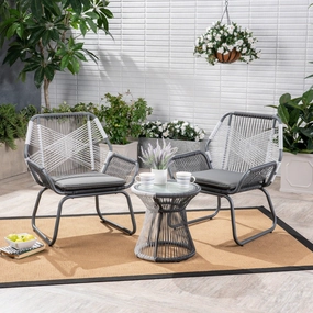 Outdoor 3 Piece Faux Rattan Chat Set - NH332503 clothes rack, garment rack