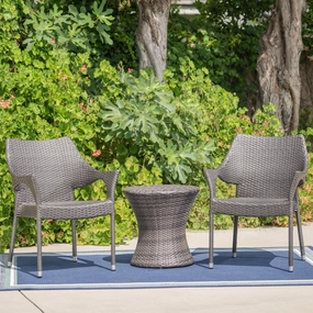 Outdoor 3 Piece Grey Wicker Stacking Chair Chat Set - NH869003 clothes rack, garment rack