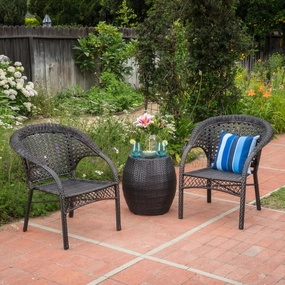 Outdoor 3-Piece Multi-Brown Wicker Chat Set with Drum Table - NH901103 clothes rack, garment rack
