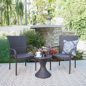 Outdoor 3 Piece Multi-Brown Wicker Chat Set with Stacking Chairs - NH384103 clothes rack, garment rack