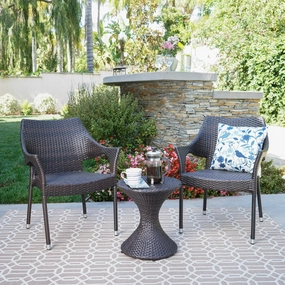 Outdoor 3 Piece Multi-Brown Wicker Chat Set with Stacking Chairs - NH484103 clothes rack, garment rack