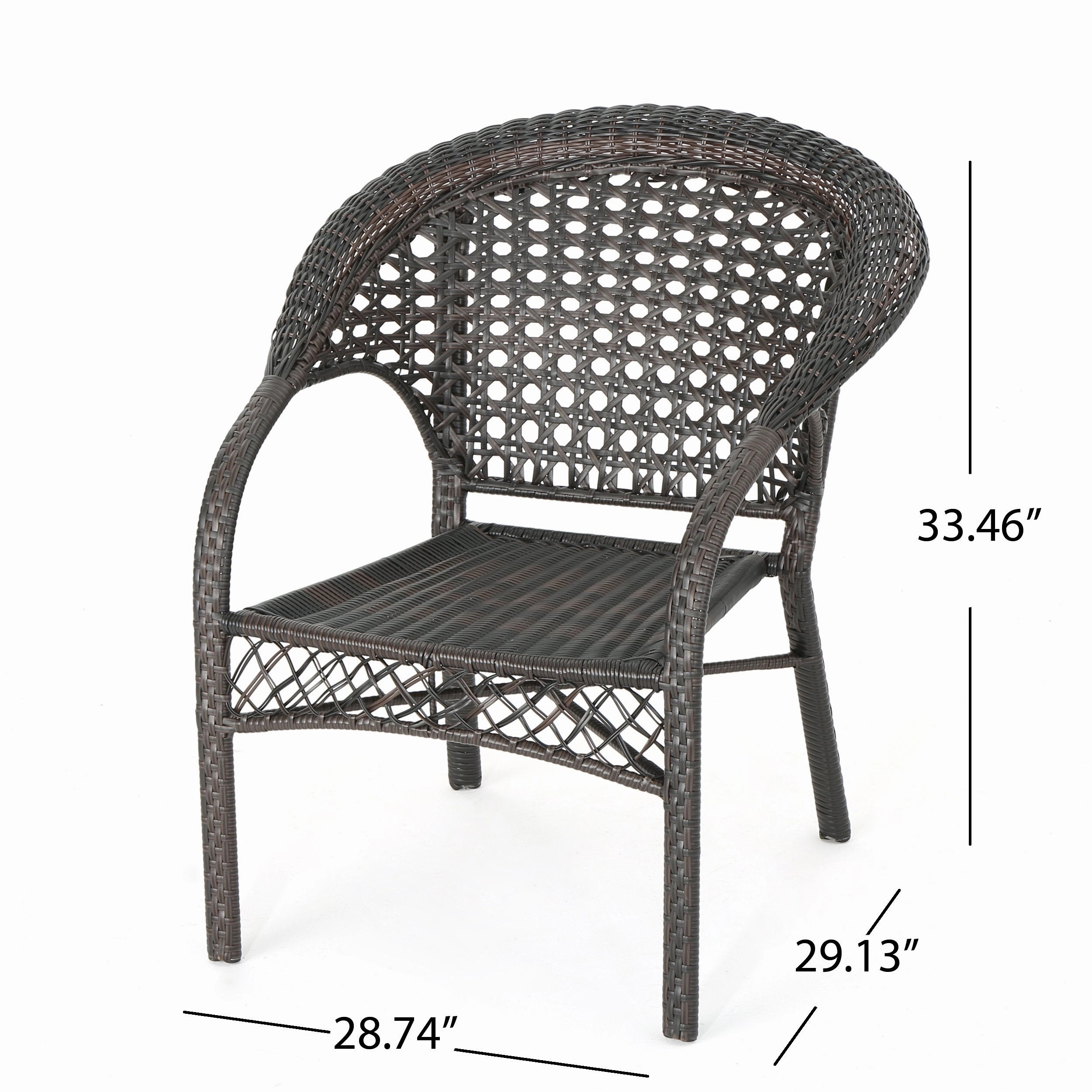 Outdoor 3 Piece Multi-Brown Wicker Chat Set with Stacking Chairs - NH574103