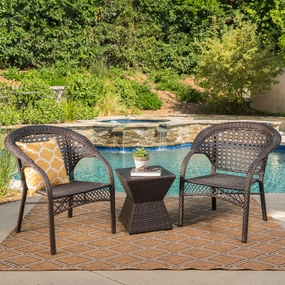 Outdoor 3 Piece Multi-Brown Wicker Chat Set with Stacking Chairs - NH574103 clothes rack, garment rack