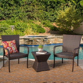 Outdoor 3 Piece Multi-Brown Wicker Chat Set with Stacking Chairs - NH674103 clothes rack, garment rack