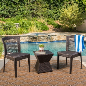 Outdoor 3 Piece Multi-Brown Wicker Chat Set with Stacking Chairs - NH874103 clothes rack, garment rack
