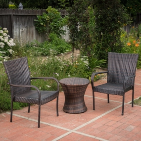 Outdoor 3 Piece Multi-brown Wicker Stacking Chair Chat Set - NH349003 clothes rack, garment rack