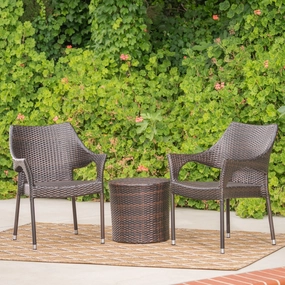 Outdoor 3 Piece Multi-brown Wicker Stacking Chair Chat Set - NH749003 clothes rack, garment rack