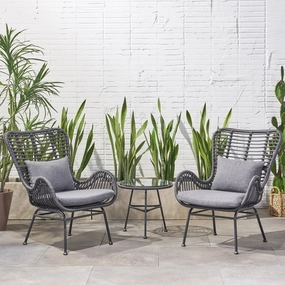 Outdoor 3 Piece Wicker Chat Set with Cushions - NH980013 clothes rack, garment rack
