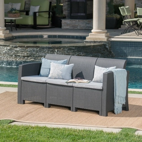 Outdoor 3 Seat Faux Wicker Rattan Style Sofa - NH916203 stair tread rug, stair mat