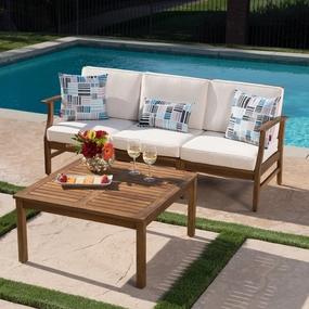Outdoor 3 Seat Teak Finished Acacia Wood Sofa and Table Set - NH717303 clothes rack, garment rack