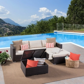 Outdoor 3 Seat Wicker Couch Set with  Storage Coffee Table - NH923403 cushion cover, soft furnishing