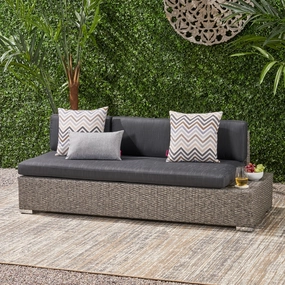 Outdoor 3 Seater Wicker Right Sofa, Mixed Black with Dark Grey Cushions - NH076403 serving bowl, serving dish