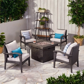 Outdoor 4 Club Chair Chat Set with Fire Pit - NH059903 clothes rack, garment rack