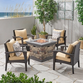 Outdoor 4 Club Chair Chat Set with Fire Pit - NH749903 clothes rack, garment rack