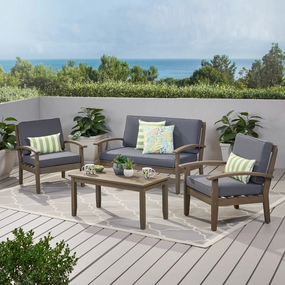 Outdoor 4-Piece Acacia Wood Chat Set - NH484503 cushion cover, soft furnishing