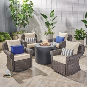 Outdoor 4 Piece Swivel Club Chair Set with Round Fire Pit - NH882503 clothes rack, garment rack