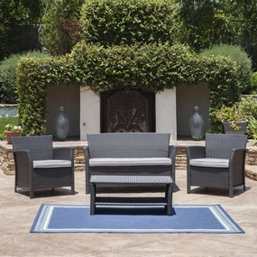 Outdoor 4 Piece Wicker Chat Set w/ Water Resistant Cushions - NH250103 cushion cover, soft furnishing