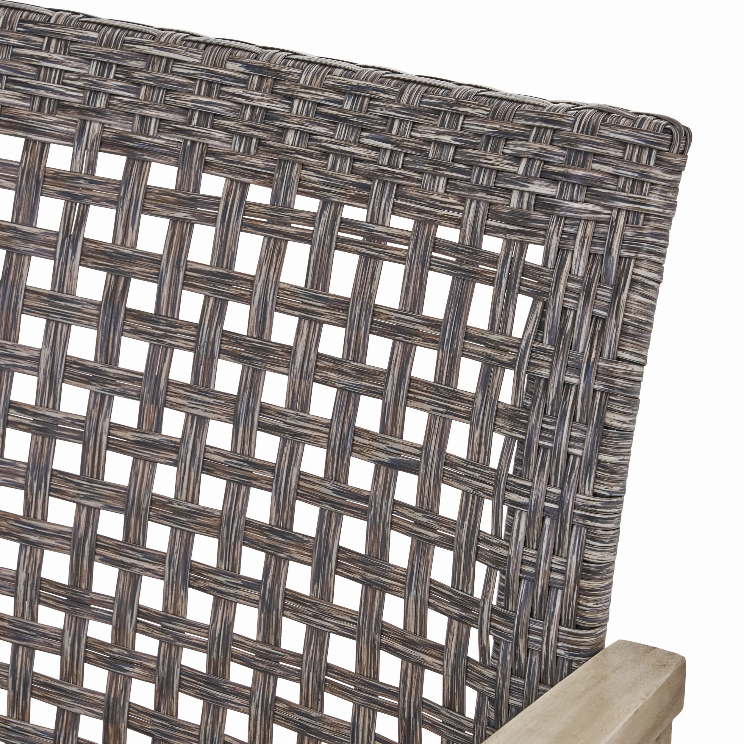 Outdoor 4 Piece Wood and Wicker Club Chair Set with Fire Pit - NH818703