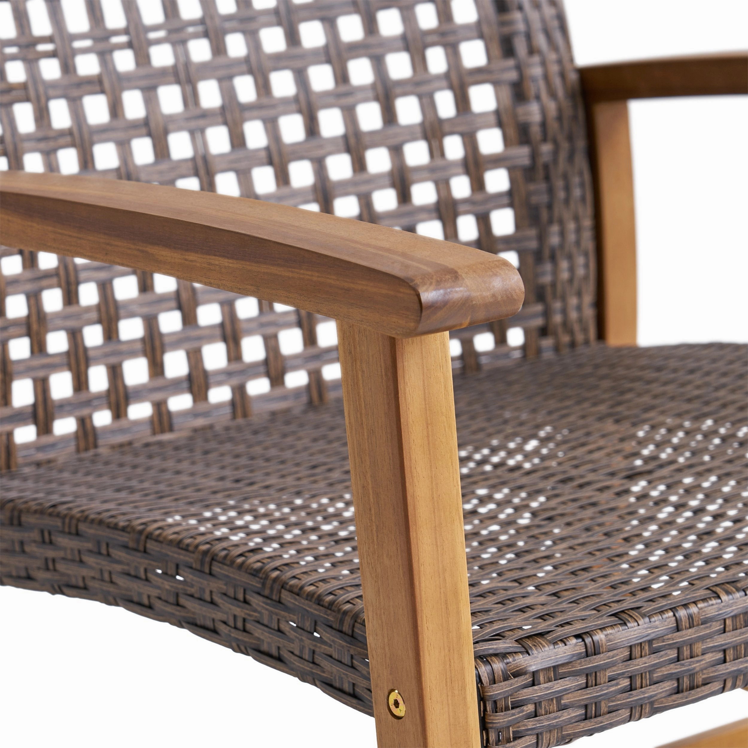 Outdoor 4 Piece Wood and Wicker Club Chair Set with Fire Pit - NH818703