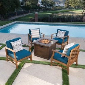 Outdoor 4 Seat Teak Finished Acacia Wood Club Chairs Fire Pit Chat Set - NH537303 clothes rack, garment rack