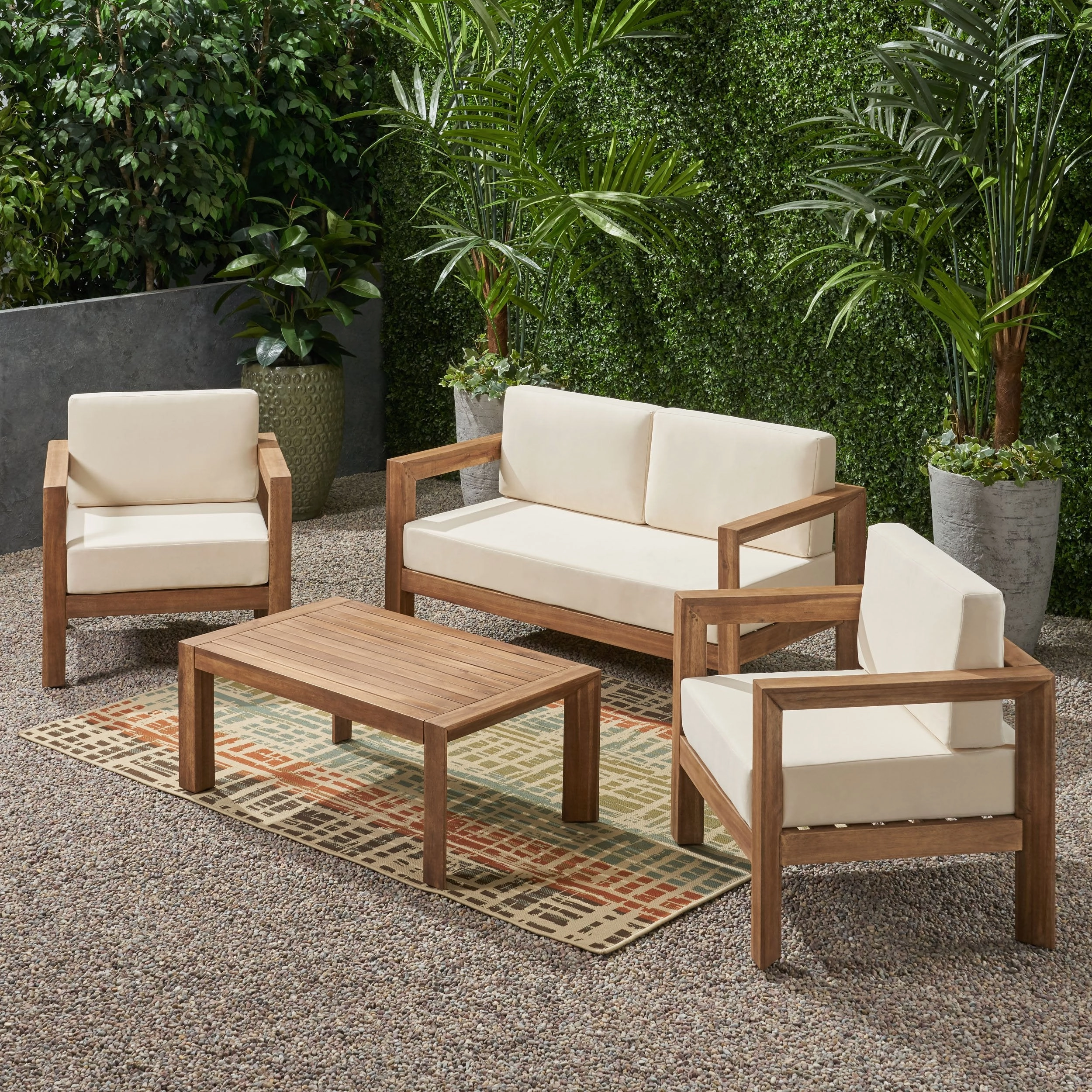 Outdoor 4 Seater Acacia Wood Chat Set - NH437903 cushion cover, soft furnishing