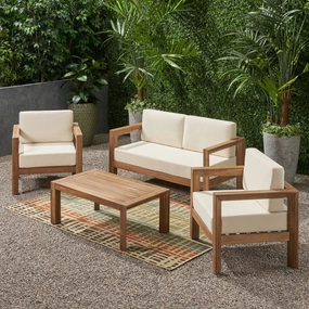 Outdoor 4 Seater Acacia Wood Chat Set - NH437903 cushion cover, soft furnishing