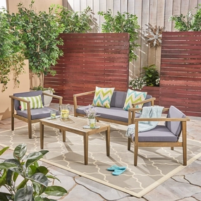 Outdoor 4-Seater Acacia Wood Chat Set with Coffee Table - NH554603 cushion cover, soft furnishing
