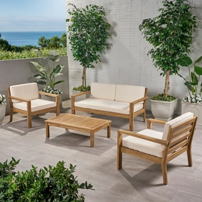 Outdoor 4 Seater Acacia Wood Chat Set with Cushions - NH502013 cushion cover, soft furnishing