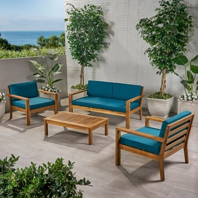 Outdoor 4 Seater Acacia Wood Chat Set with Cushions - NH712013 cushion cover, soft furnishing
