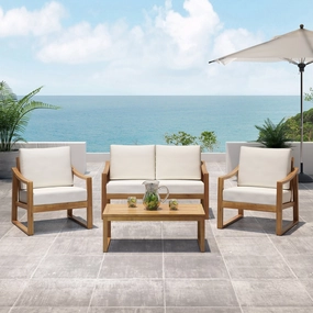 Outdoor 4 Seater Acacia Wood Chat Set with Water Resistant Cushions - NH359213 clothes rack, garment rack