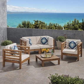 Outdoor 4 Seater Acacia Wood Loveseat Chat Set - NH454803 cushion cover, soft furnishing
