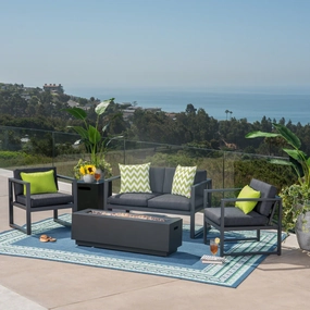 Outdoor 4-Seater Aluminum Chat Set with Fire Pit - NH094503 cushion cover, soft furnishing