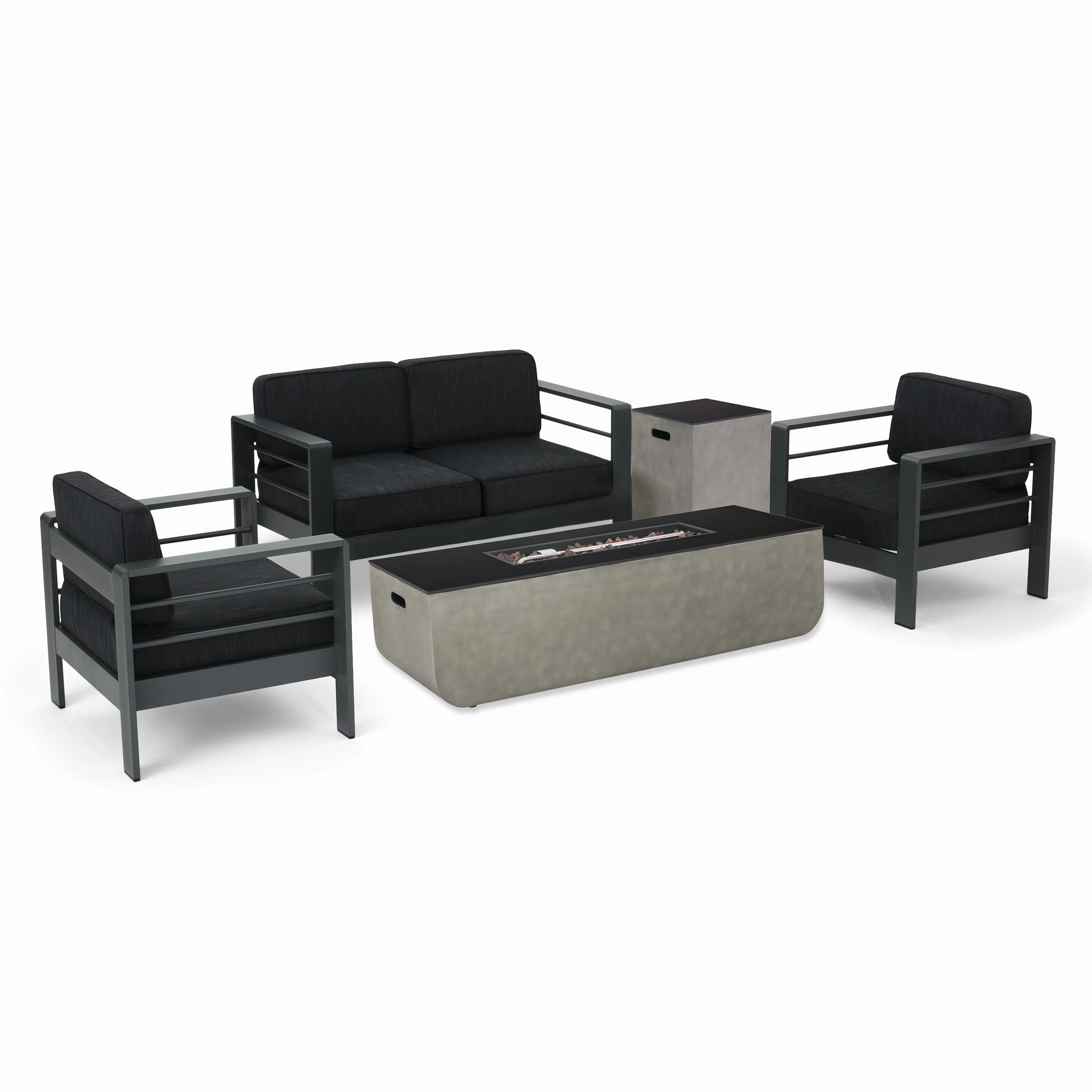 Outdoor 4 Seater Aluminum Chat Set with Fire Pit - NH126213 clothes rack, garment rack