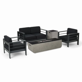 Outdoor 4 Seater Aluminum Chat Set with Fire Pit - NH126213 clothes rack, garment rack