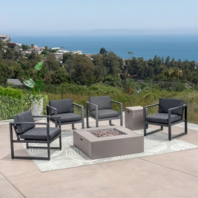 Outdoor 4-Seater Aluminum Chat Set with Fire Pit - NH409503 clothes rack, garment rack
