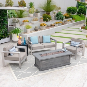 Outdoor 4-Seater Aluminum Chat Set with Fire Pit and Tank Holder - NH174603 clothes rack, garment rack