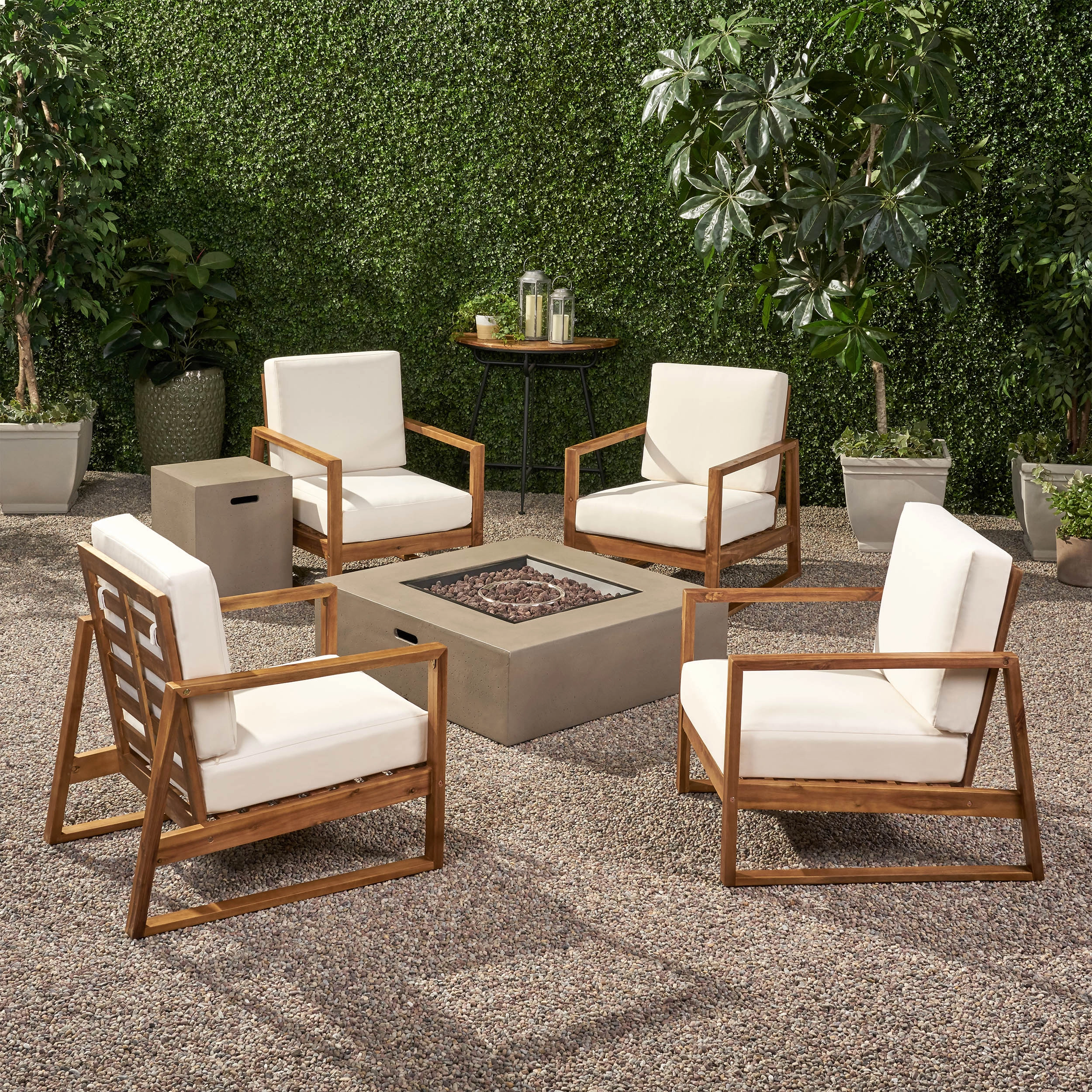 Outdoor 4 Seater Chat Set with Fire Pit - NH273013