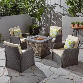 Outdoor 4 Seater Wicker Chat Set with Fire Pit - NH095603 clothes rack, garment rack