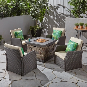 Outdoor 4 Seater Wicker Chat Set with Fire Pit - NH885603 clothes rack, garment rack