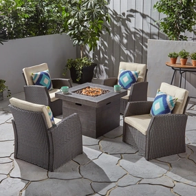 Outdoor 4 Seater Wicker Chat Set with Fire Pit - NH985603 clothes rack, garment rack