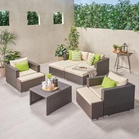Outdoor 4 Seater Wicker Chat Set with Ottomans - NH369903 cushion cover, soft furnishing